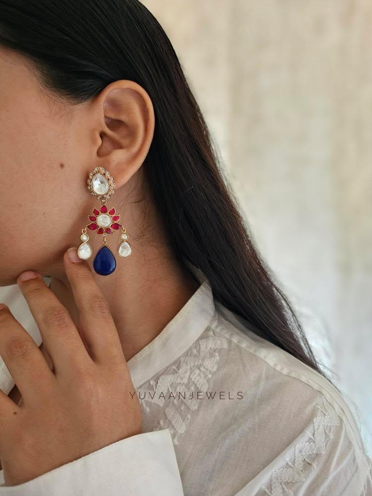 Adila quartz and polki earrings Thumbnail