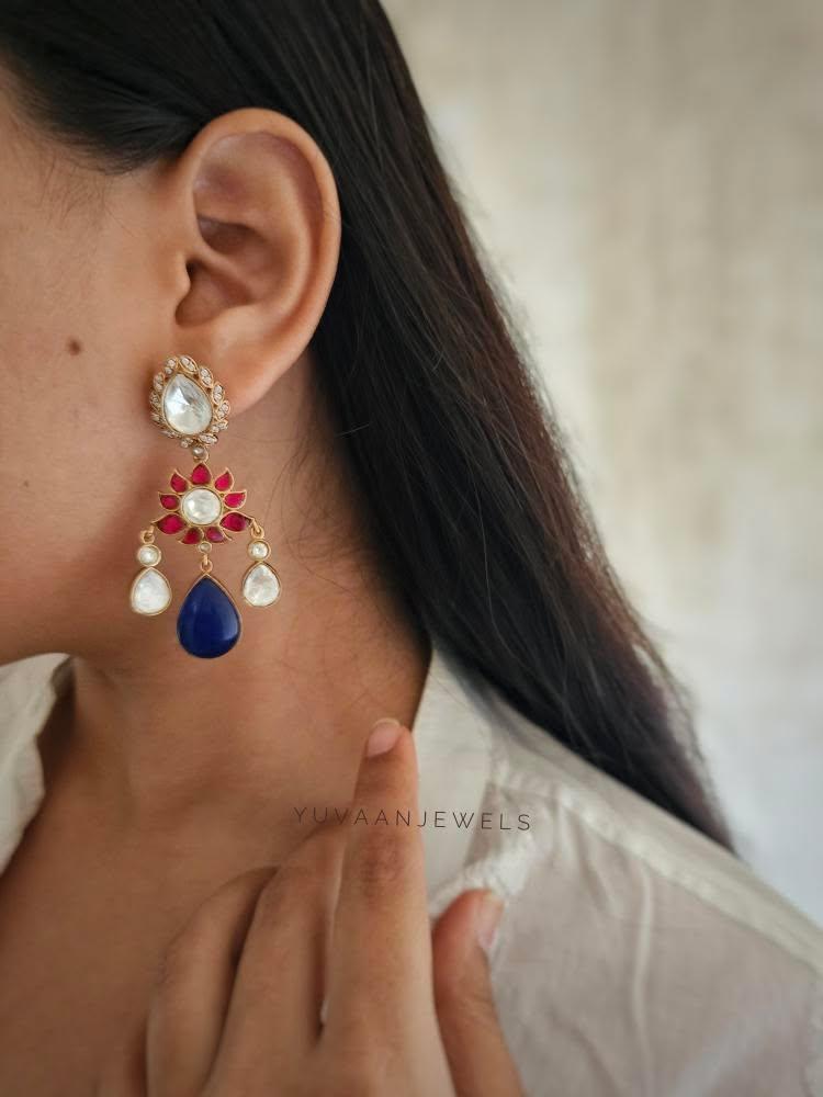 Adila quartz and polki earrings Thumbnail