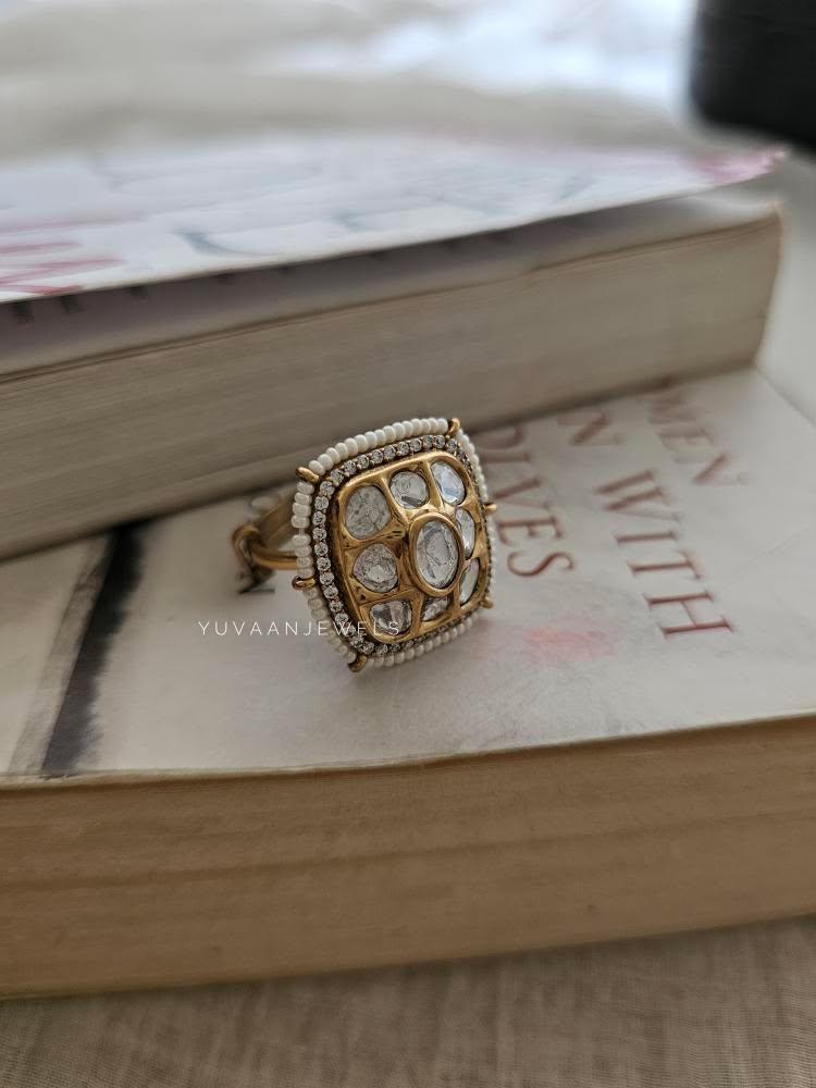 Marwah pearl and polki ring Thumbnail