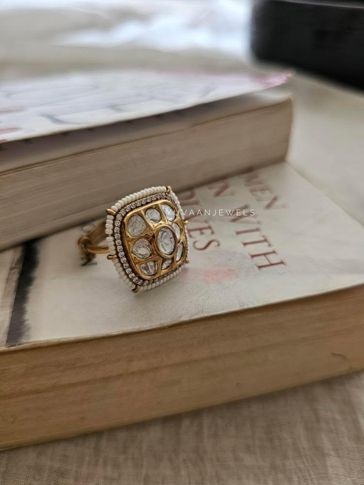 Marwah pearl and polki ring Thumbnail