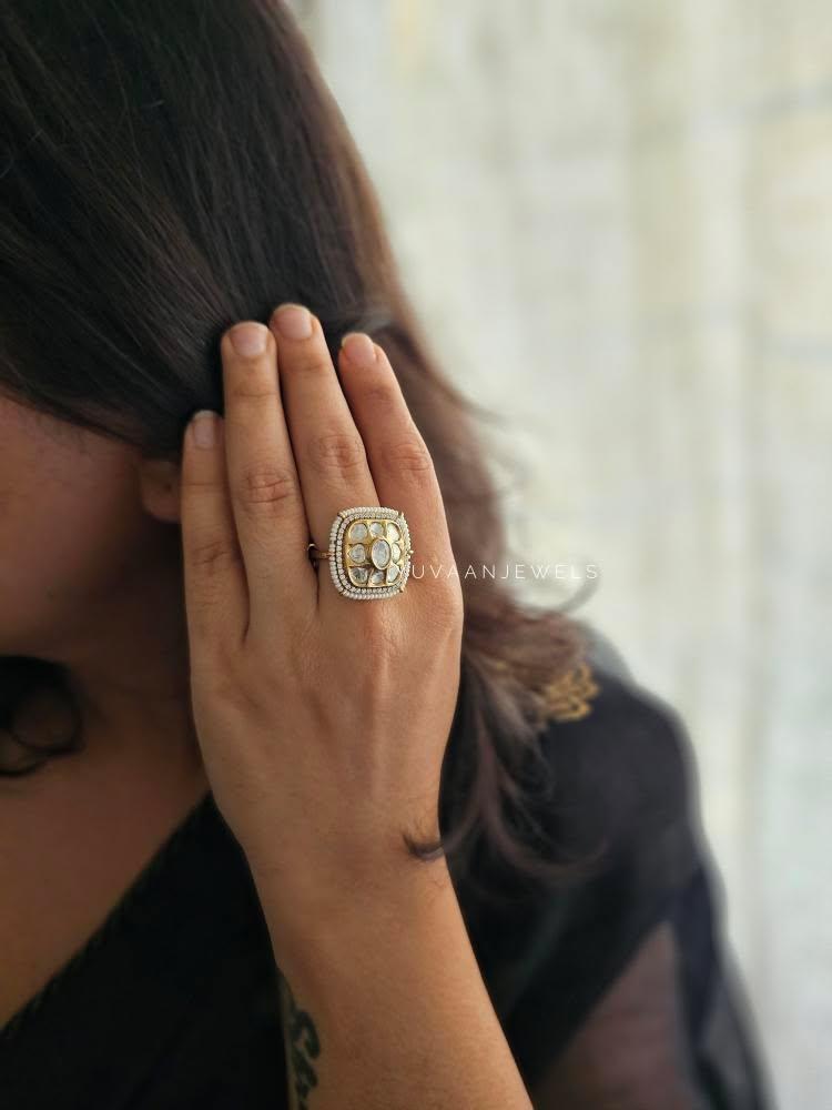 Marwah pearl and polki ring Thumbnail