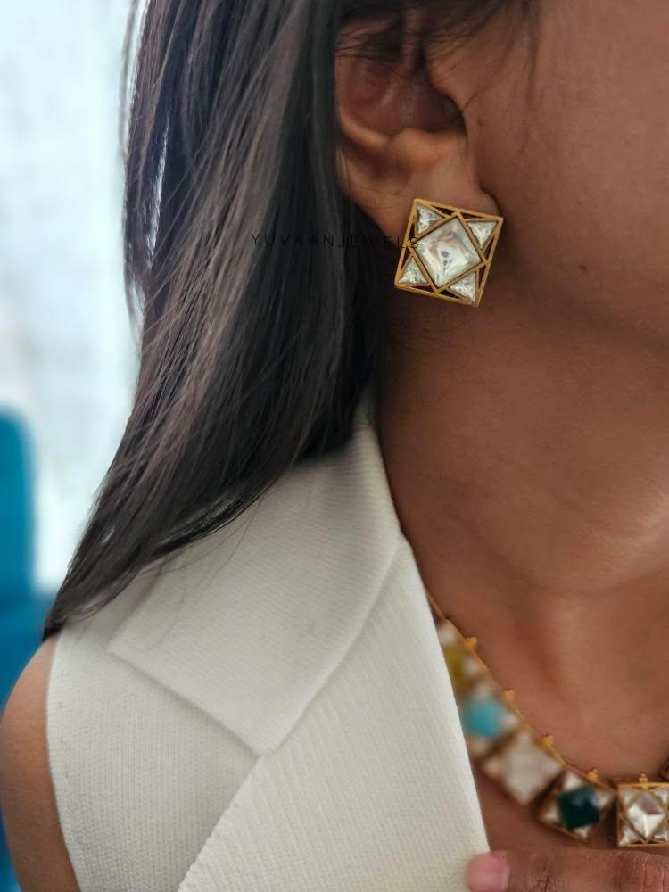 Basira navratna square necklace Thumbnail
