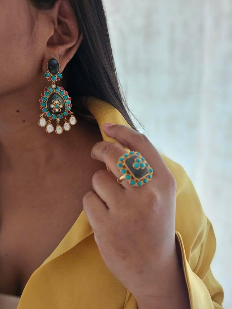 Chaaru quartz and polki earrings Thumbnail