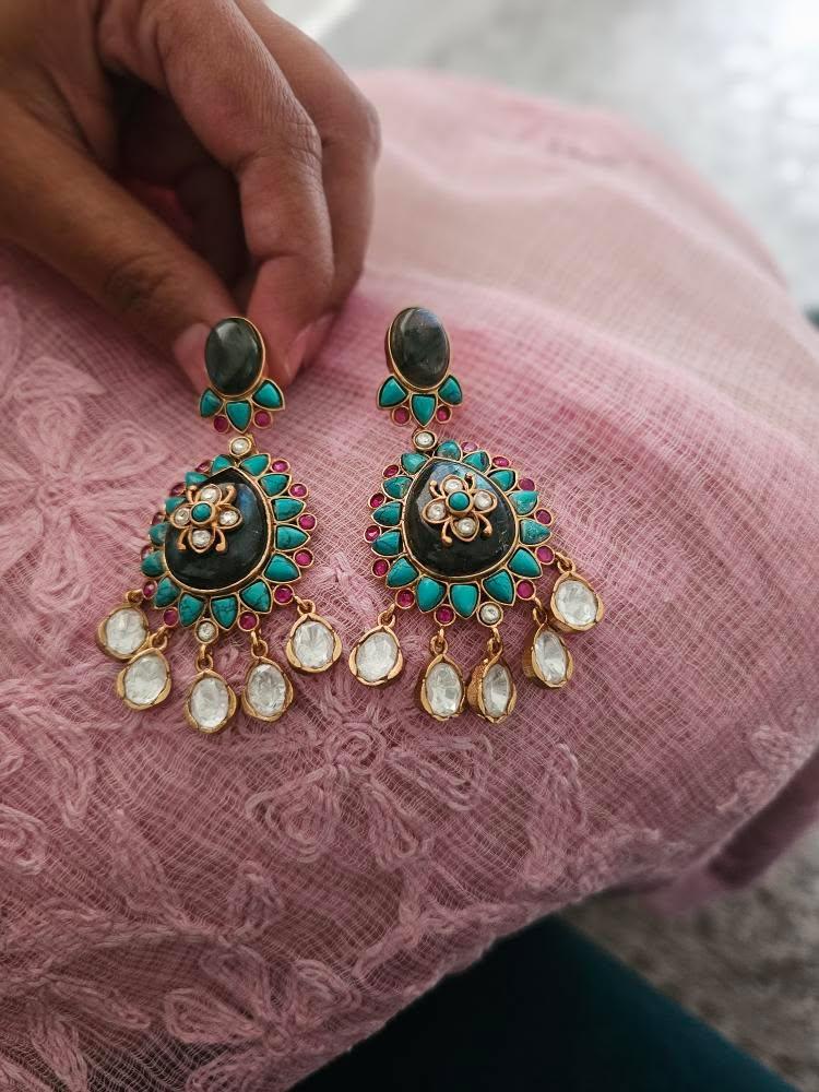 Chaaru quartz and polki earrings Thumbnail