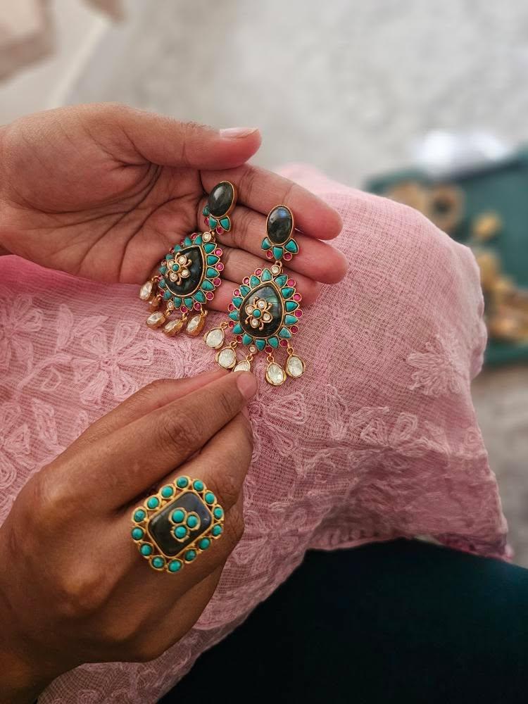 Chaaru quartz and polki earrings Thumbnail