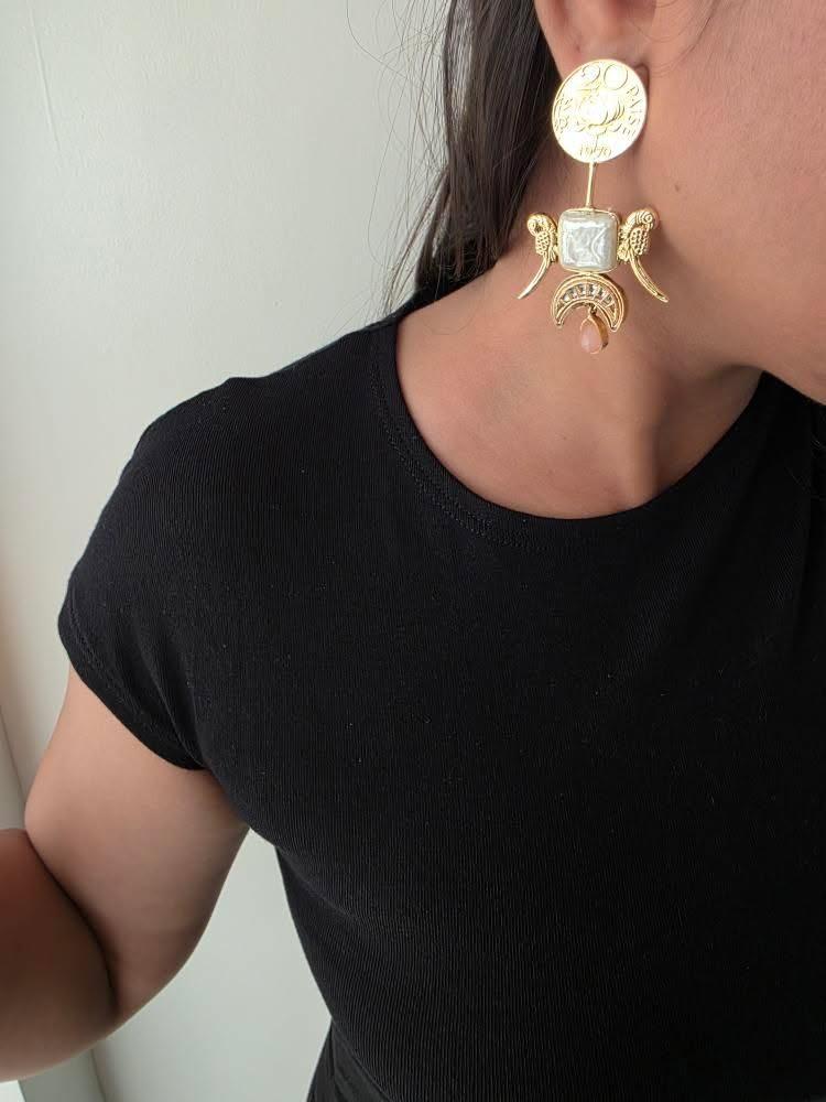 Malsa handcrafted semi-precious earrings Thumbnail