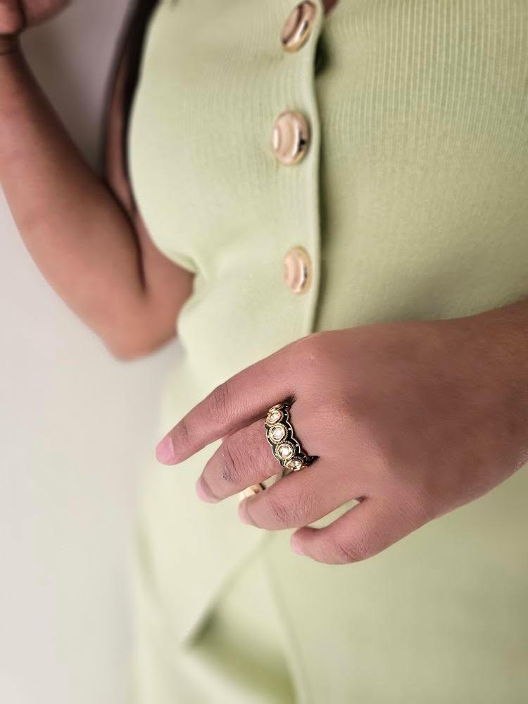 Aarini handcrafted polki ring Thumbnail