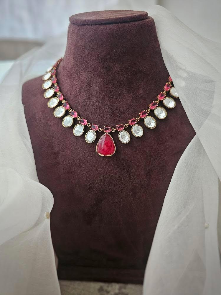 Mehraan quartz and polki necklace Thumbnail