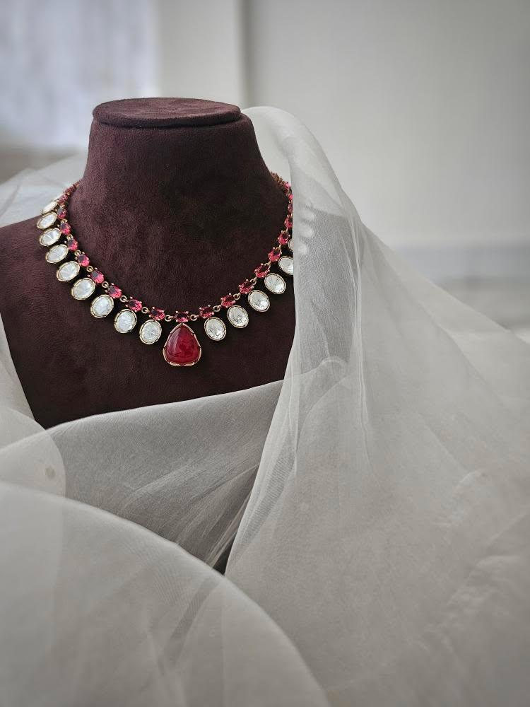 Mehraan quartz and polki necklace Thumbnail