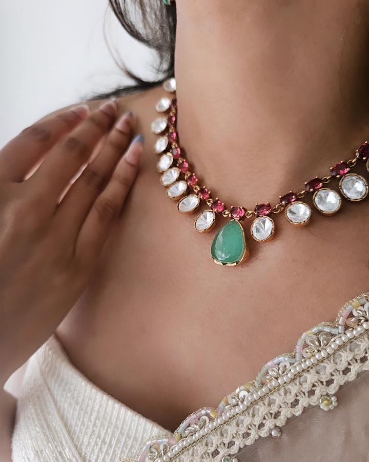 Mehraan quartz and polki necklace Thumbnail