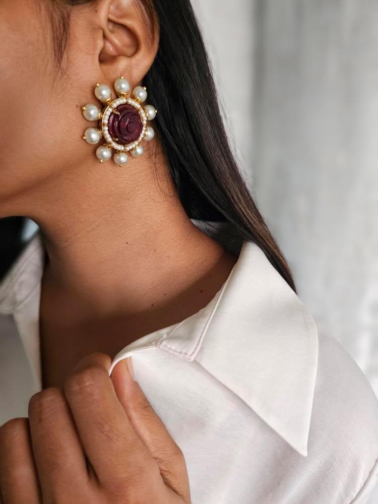 Indira handcrafted studs Thumbnail