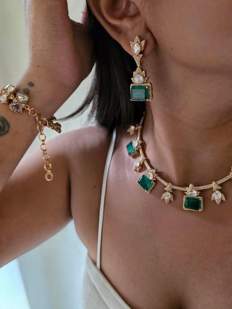 Barq quartz and polki necklace Thumbnail
