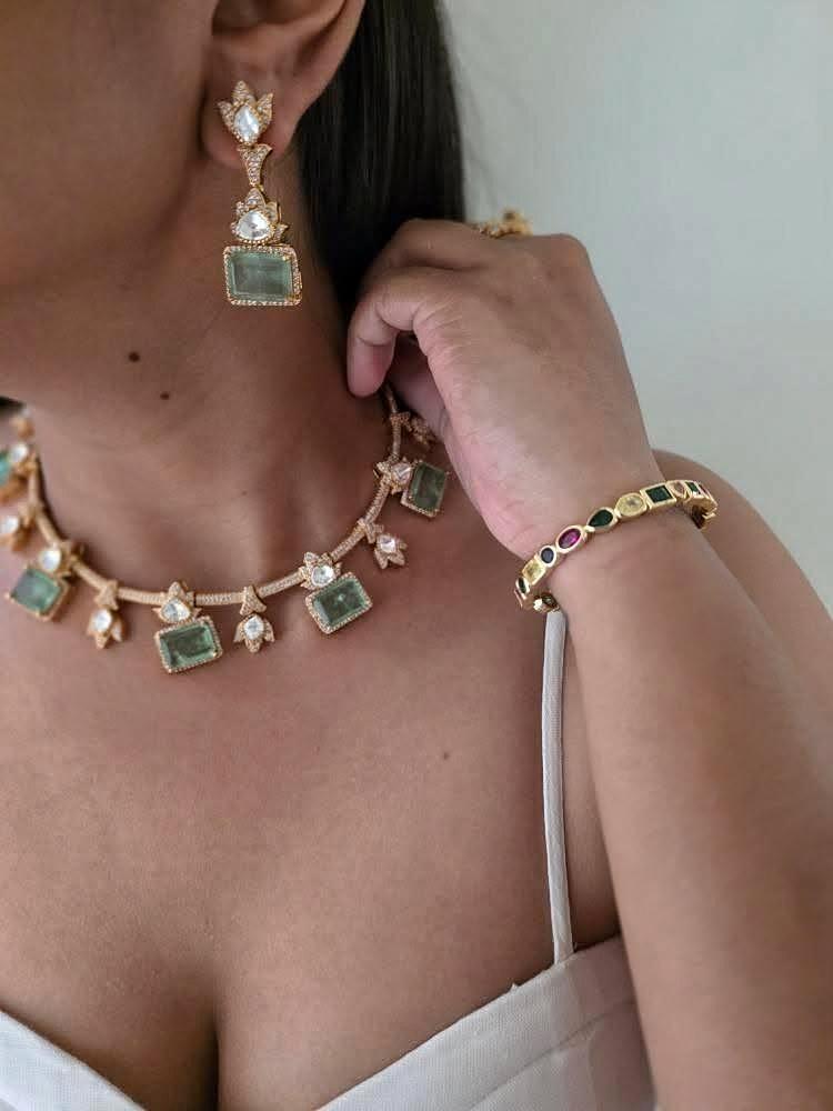 Barq quartz and polki necklace Thumbnail