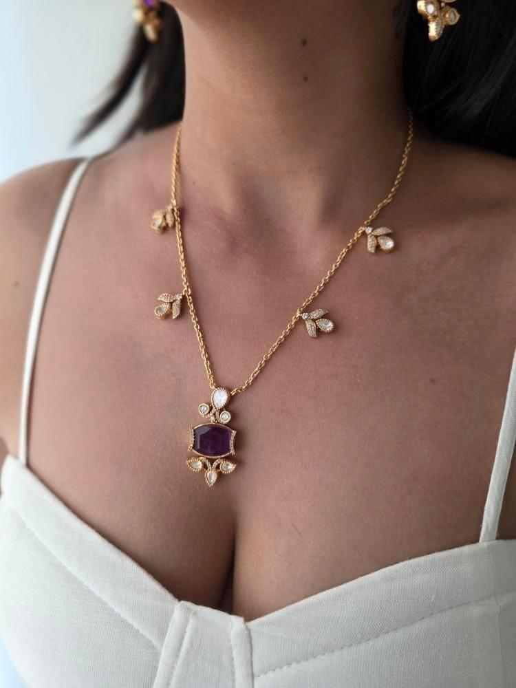 Riyana delicate polki necklace Thumbnail