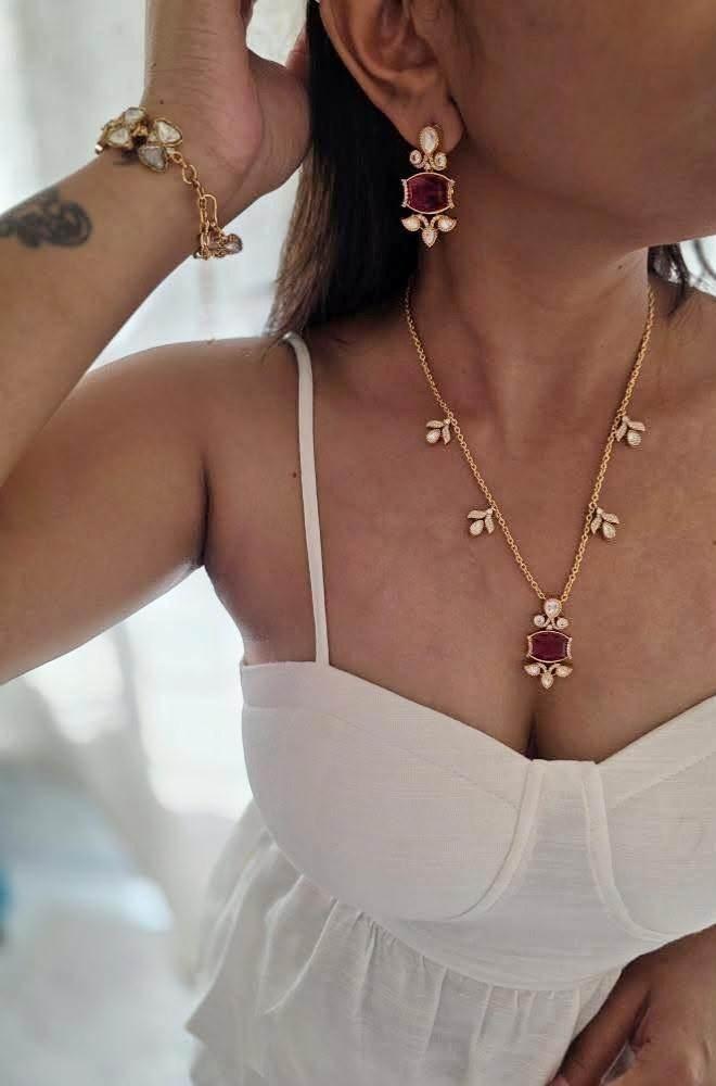 Riyana delicate polki necklace Thumbnail