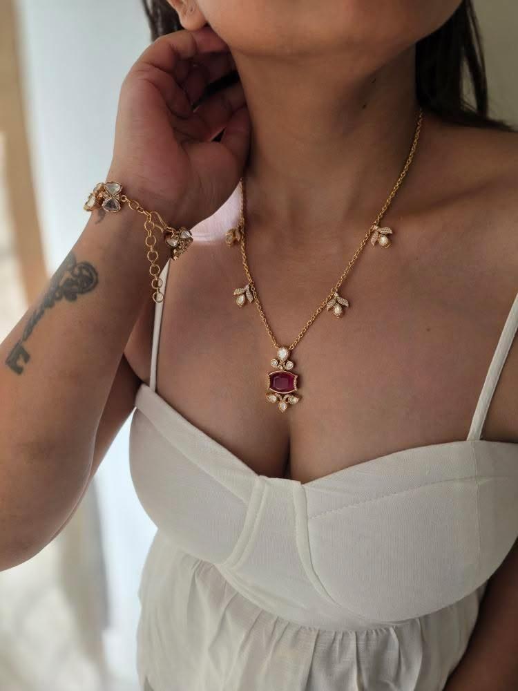 Riyana delicate polki necklace Thumbnail
