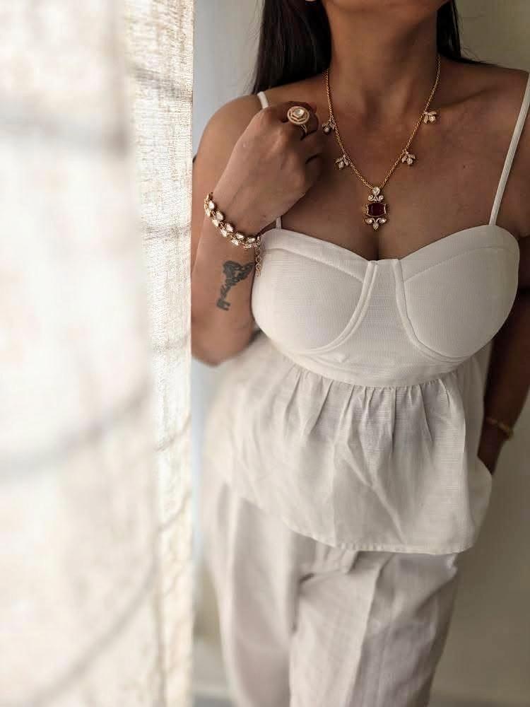 Riyana delicate polki necklace Thumbnail