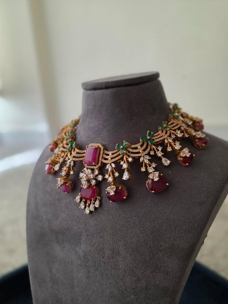 Dhank quartz and polki necklace Thumbnail