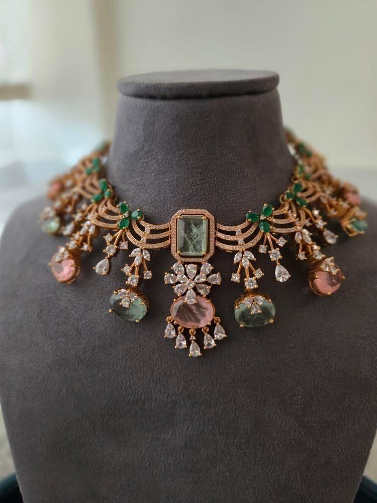 Dhanak quartz and polki necklace Thumbnail