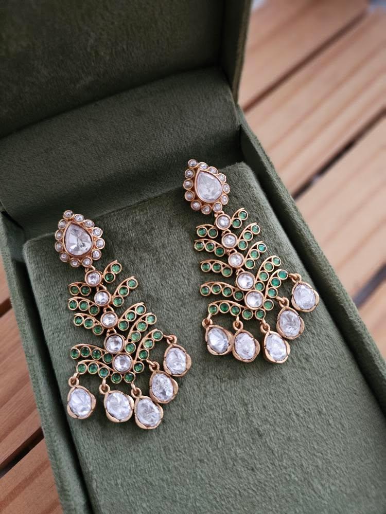 Waterfall handcrafted polki earrings Thumbnail