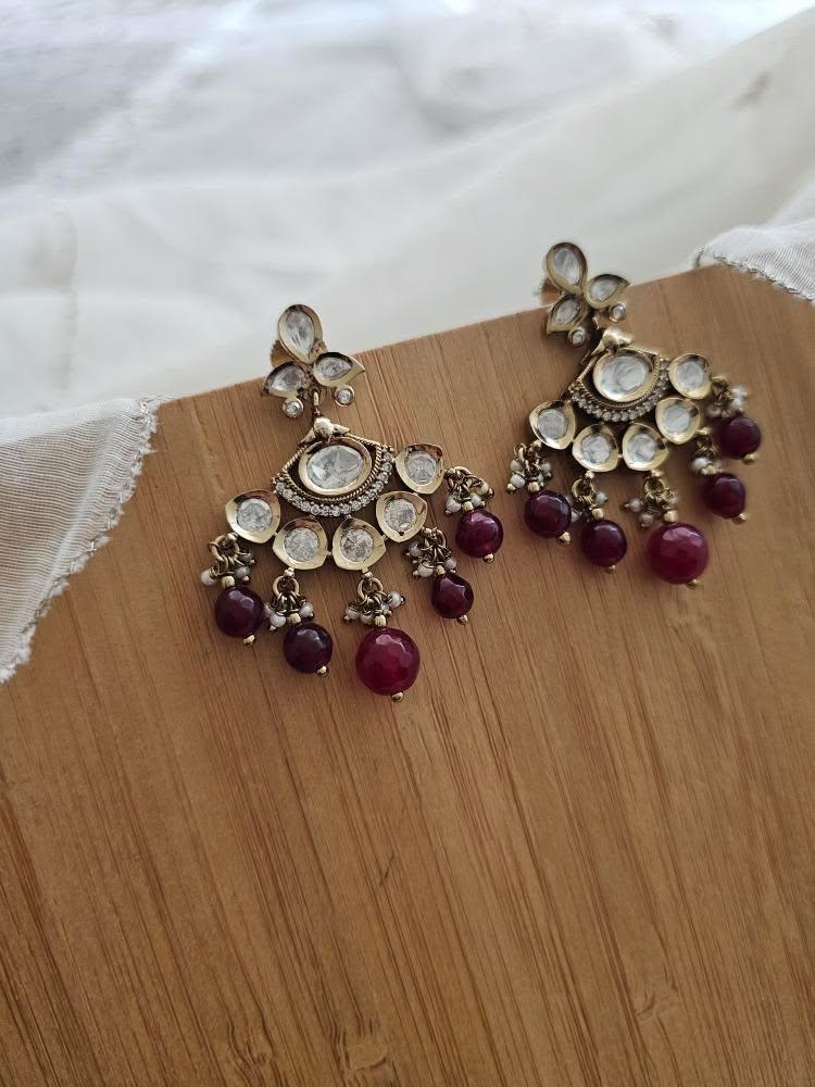 Yusna pearl and polki earrings Thumbnail