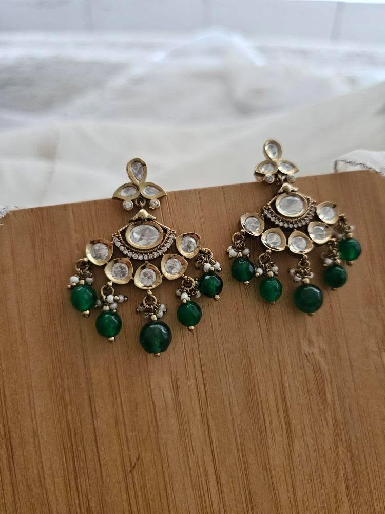 Yusna pearl and polki earrings Thumbnail