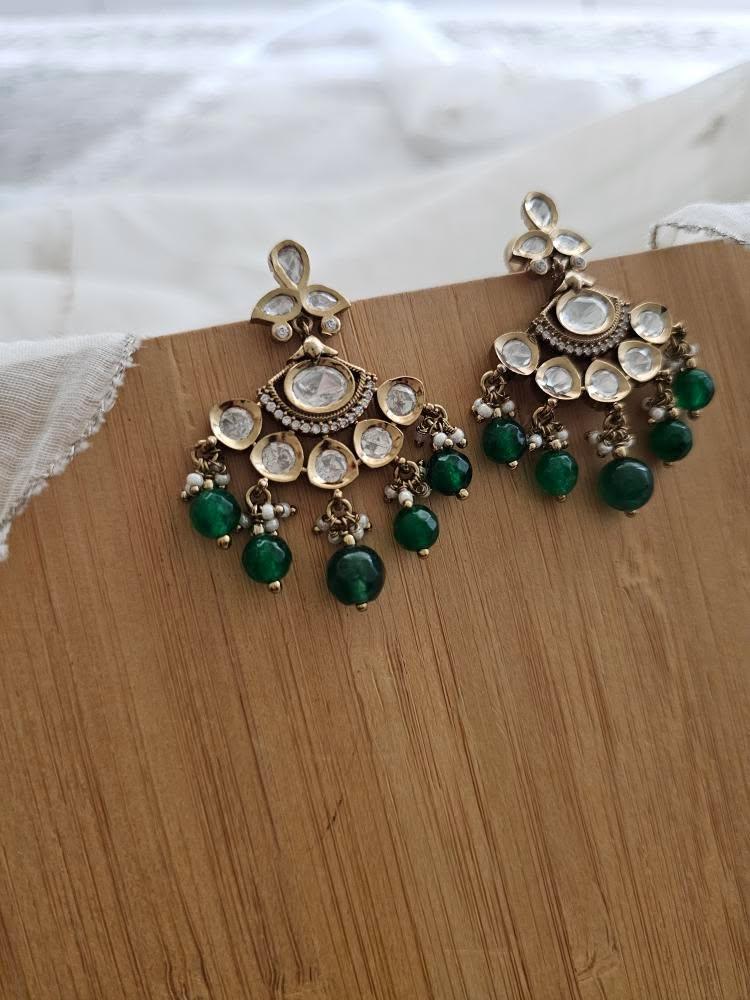 Yusna pearl and polki earrings Thumbnail
