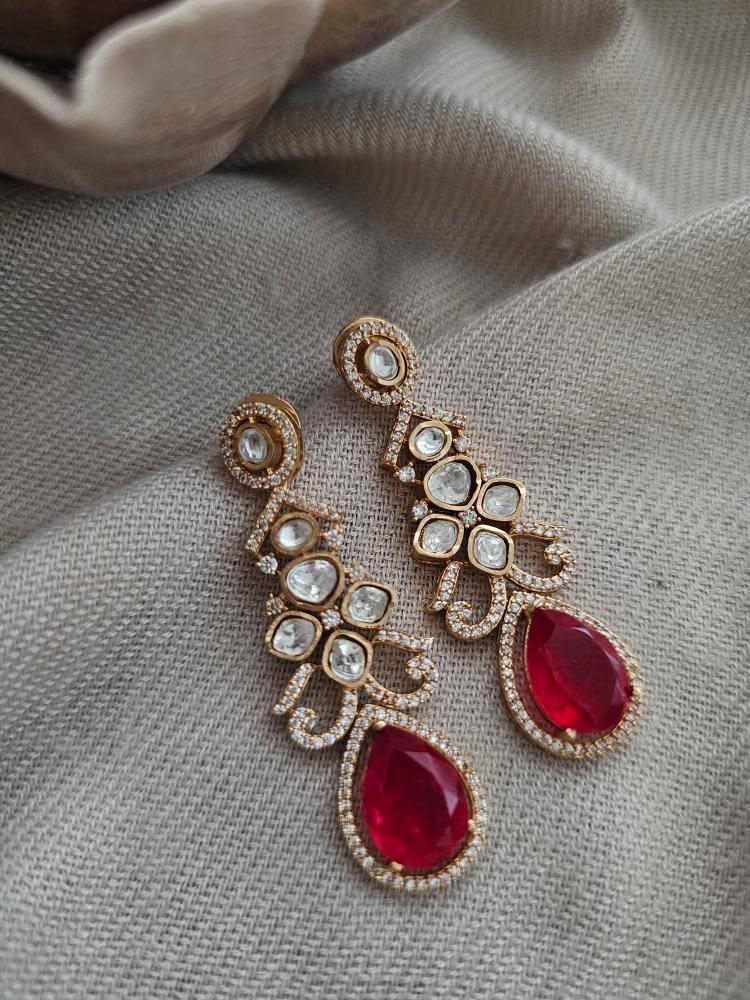 Rabia polki and quartz earrings Thumbnail