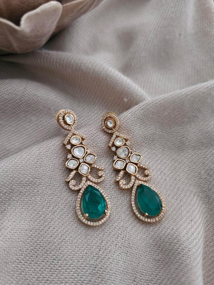 Rabia polki and quartz earrings Thumbnail