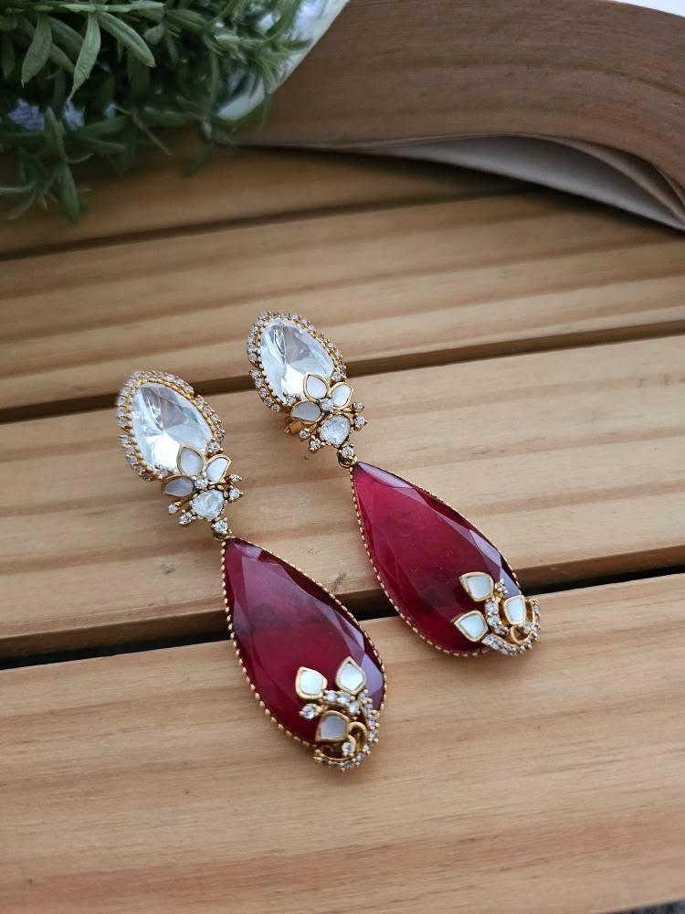 Shobika quartz and polki earrings Thumbnail