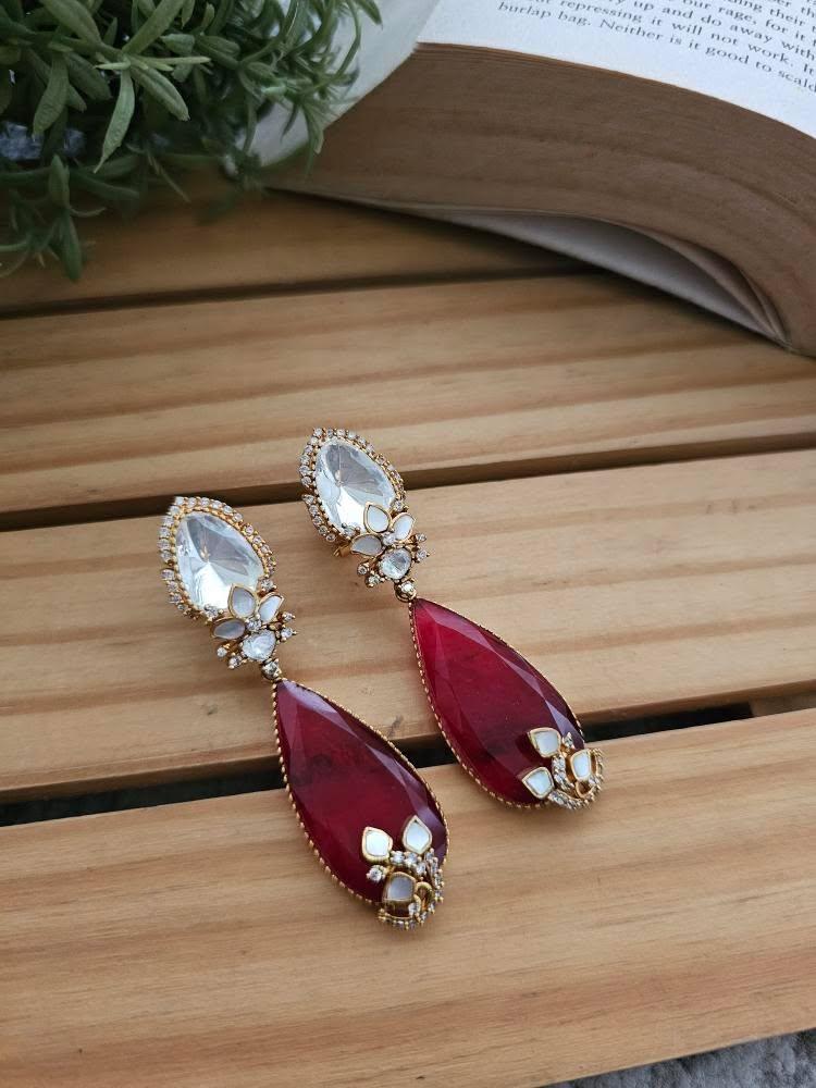 Shobika quartz and polki earrings Thumbnail