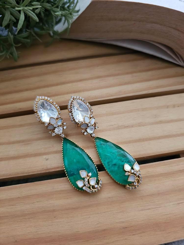 Shobika quartz and polki earrings Thumbnail