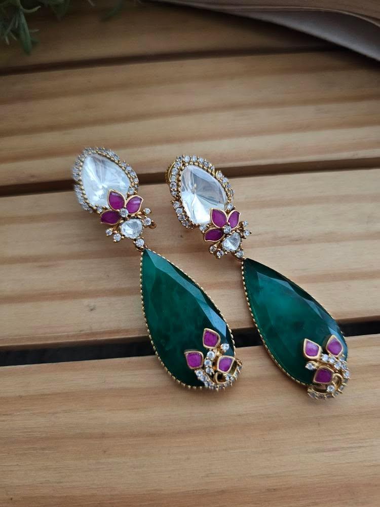 Shobika quartz and polki earrings Thumbnail