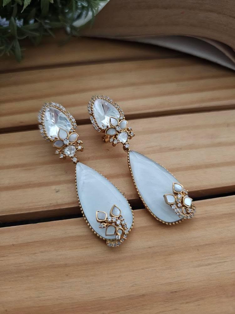 Shobika quartz and polki earrings Thumbnail