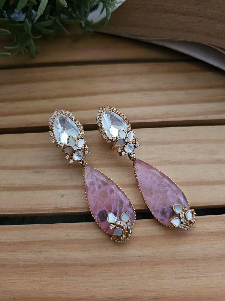 Shobika quartz and polki earrings Thumbnail