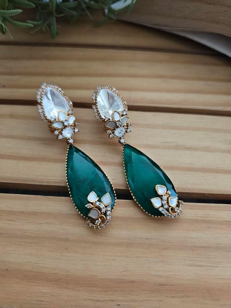 Shobika quartz and polki earrings Thumbnail