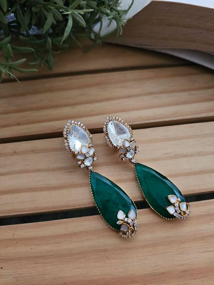 Shobika quartz and polki earrings Thumbnail