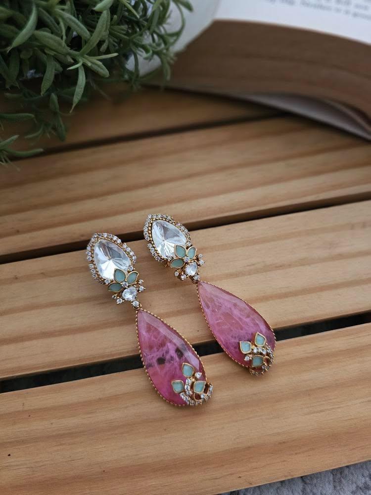 Shobika quartz and polki earrings Thumbnail