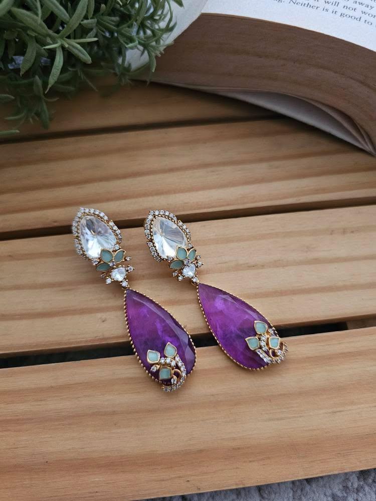Shobika quartz and polki earrings Thumbnail