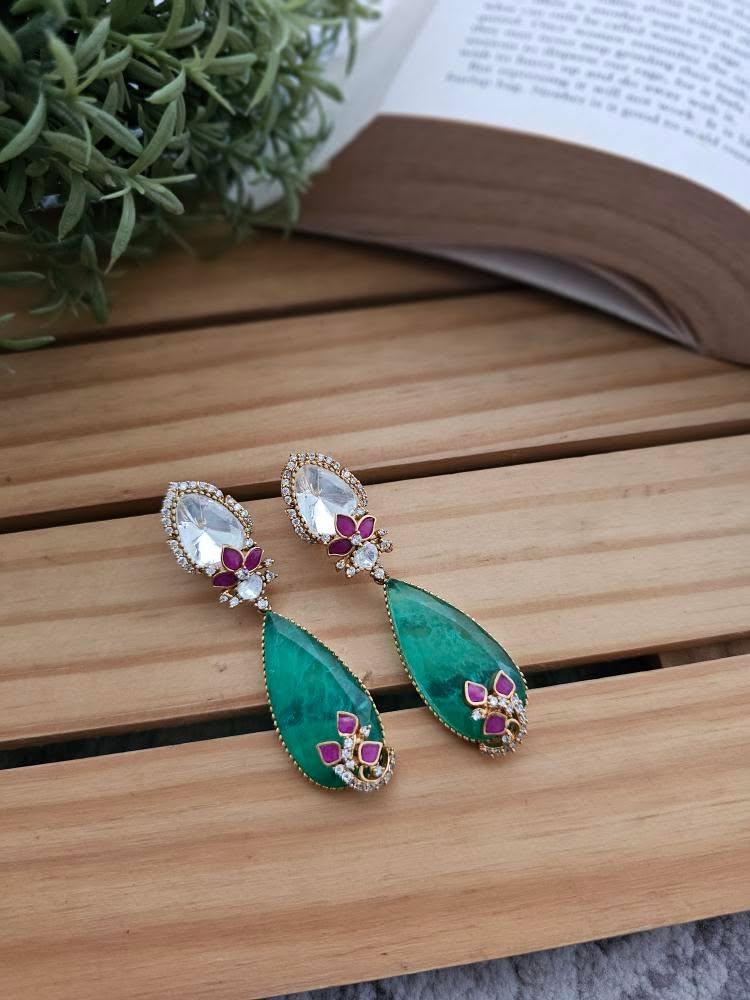 Shobika quartz and polki earrings Thumbnail