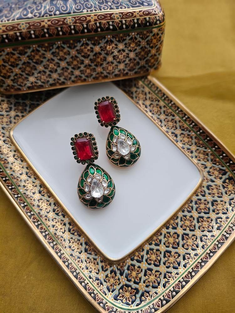Vinaya meenakari handcrafted earrings Thumbnail