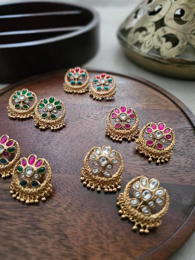 Chaand phool handcrafted studs Thumbnail