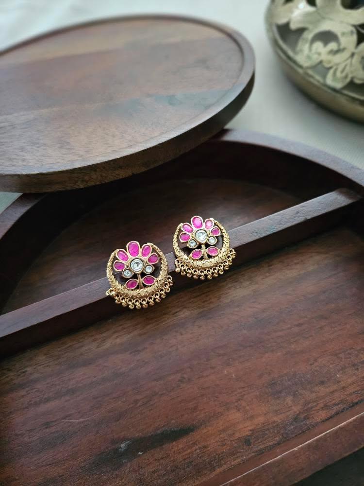 Chaand phool handcrafted studs Thumbnail