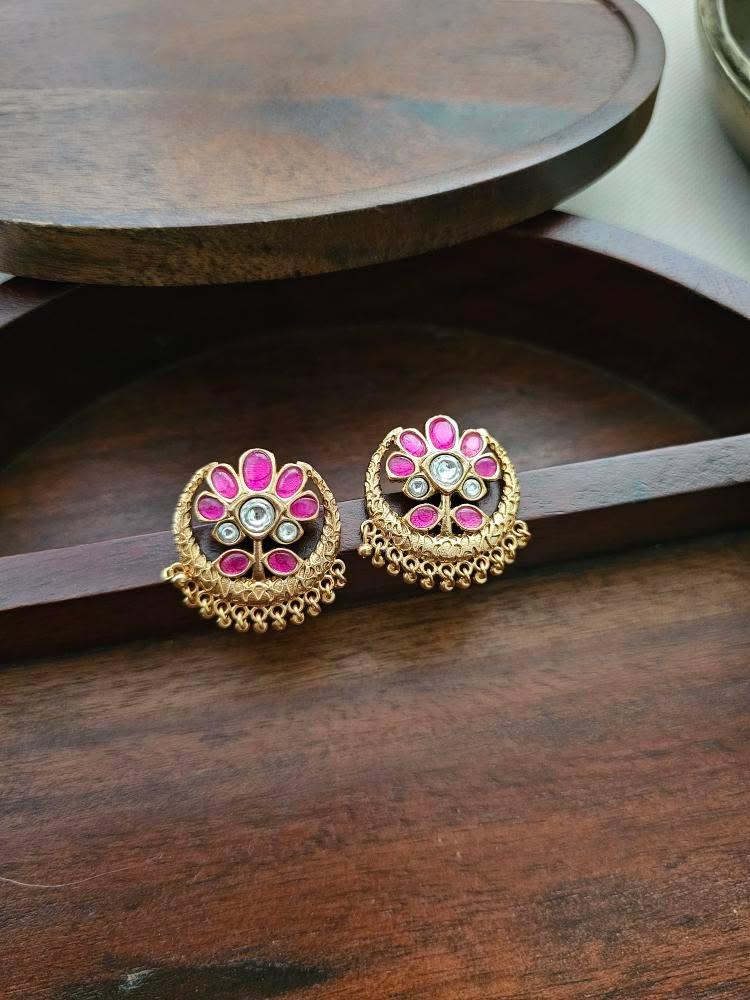 Chaand phool handcrafted studs Thumbnail