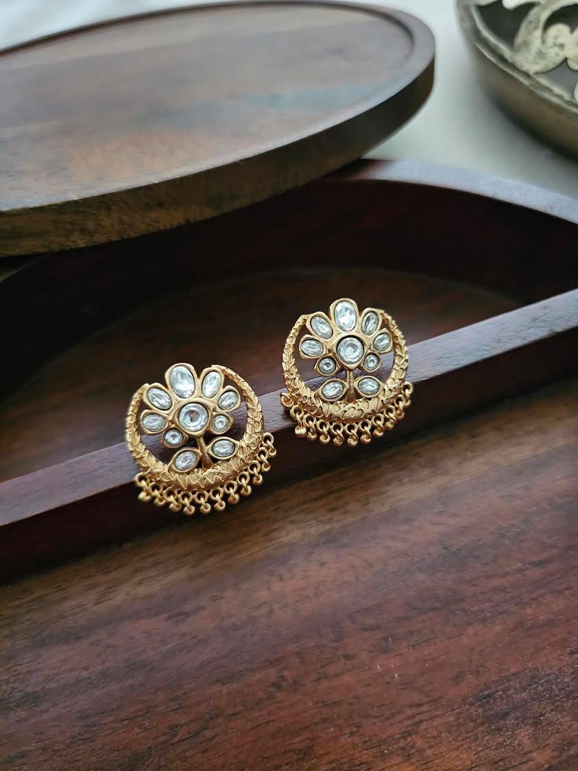 Chaand phool handcrafted studs Thumbnail