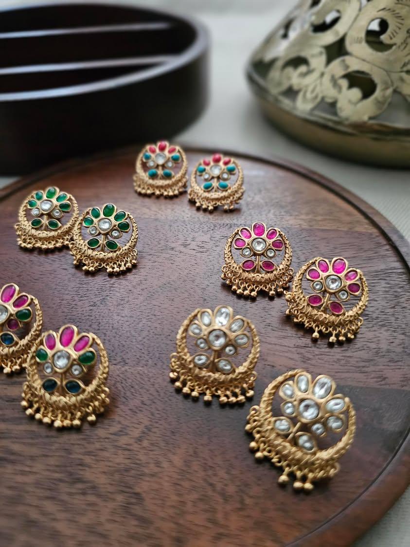 Chaand phool handcrafted studs Thumbnail