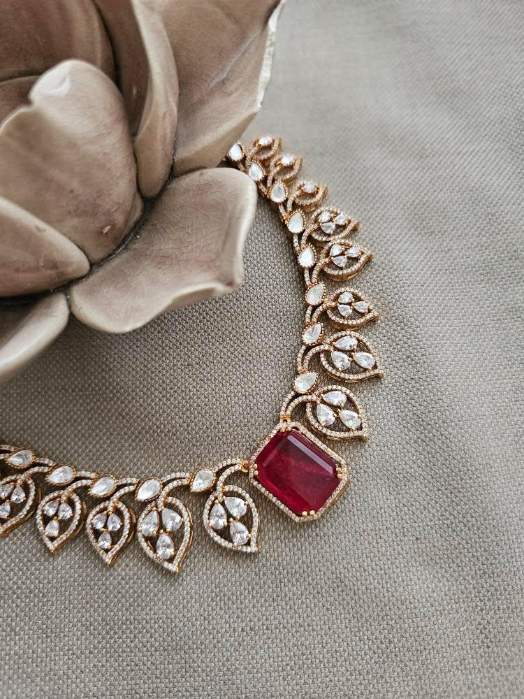 Paan quartz and polki necklace Thumbnail