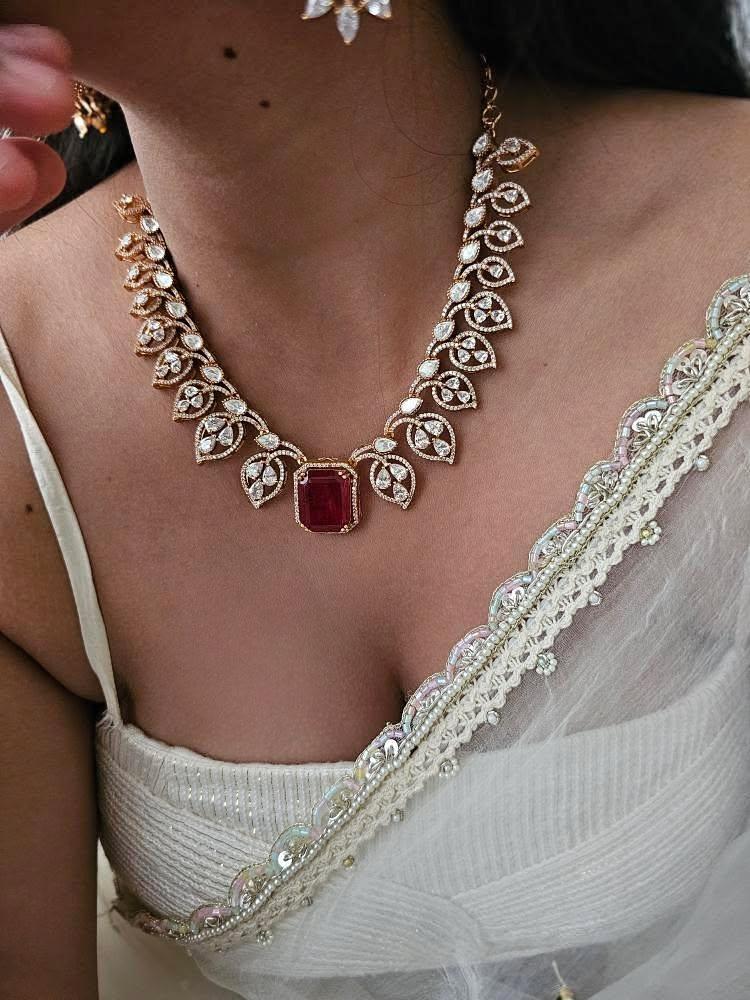 Paan quartz and polki necklace Thumbnail