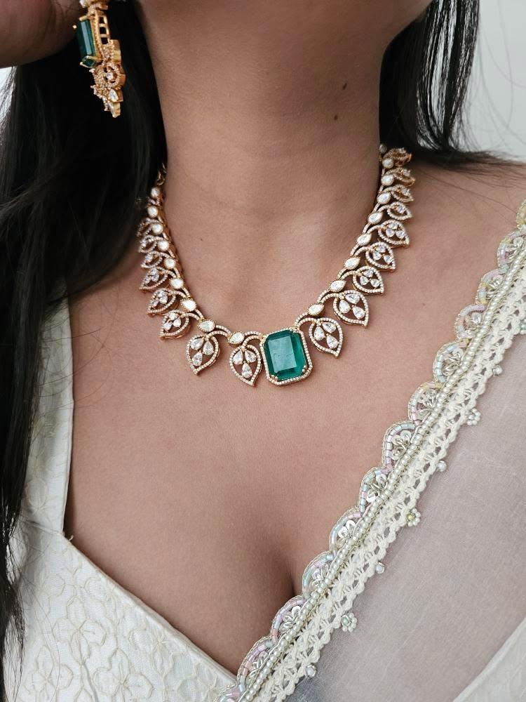 Paan quartz and polki necklace Thumbnail
