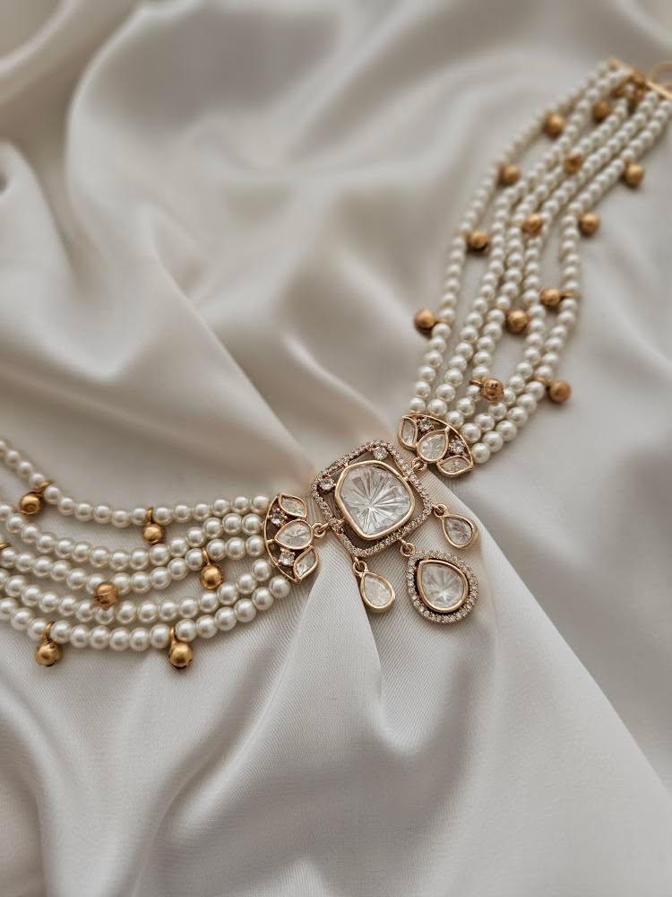 Vartika pearl and polki choker Thumbnail
